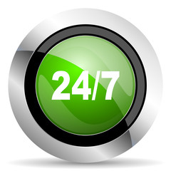 24/7 icon, green button