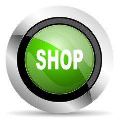 shop icon, green button