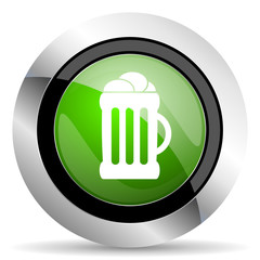 beer icon, green button, mug sign