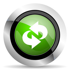rotation icon, green button, refresh sign