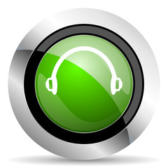 headphones icon, green button