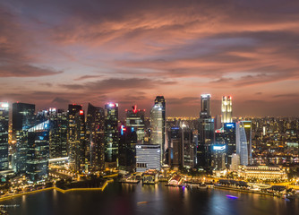 Fototapeta na wymiar Purple sunset at Singapore city