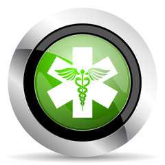 emergency icon, green button, hospital sign
