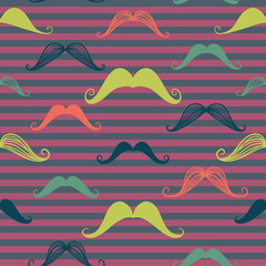 Mustache seamless pattern in vintage style.