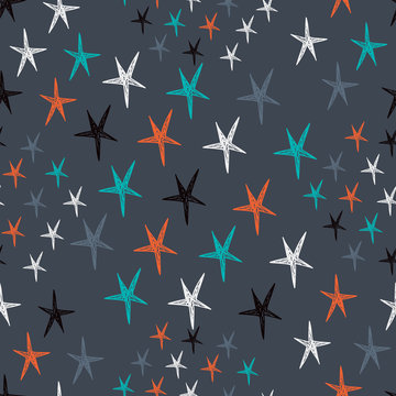 Vector seamless pattern. Starry background. Endless stylish gray texture.
