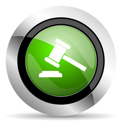 auction icon, green button, court sign, verdict symbol