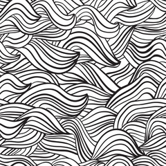 Fototapeta premium Vector seamless abstract hand drawn pattern. Waves background.