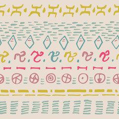 Abstract horizontal seamless pattern. Background with hand drawn shapes.