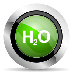 water icon, green button, h2o sign