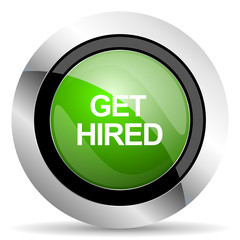 get hired icon, green button