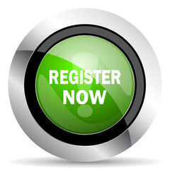 register now icon, green button