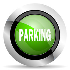 parking icon, green button