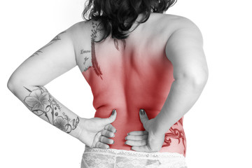 farblich hervorgehobene Rückenschmerzen des Menschen