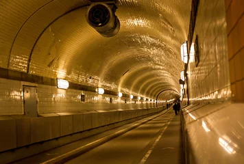 Tableaux ronds sur plexiglas Tunnel Tunnel under the Elbe river in Hamburg, Germany
