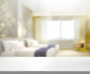 Table Top And Blur Background In Bedroom