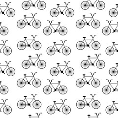 Bike symbol seamless pattern on white background. Vector illustration.