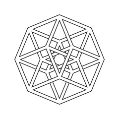 Hypercube, tesseract, geometric symbol, line design