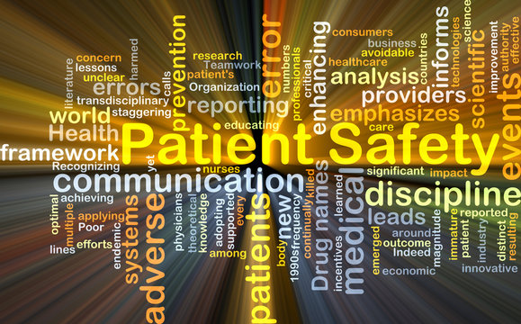 Patient safety background concept glowing