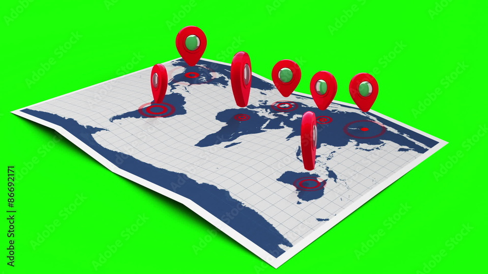 Aufkleber Red pointers on a world map