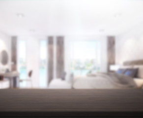 Table Top And Blur Background In Bedroom