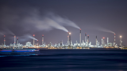 petrochemical plant in night