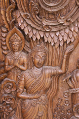 Carved wooden temple Thailand
