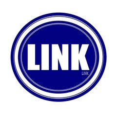 LINK white stamp text on blue