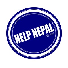 HELP NEPAL white stamp text on blue