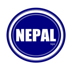 NEPAL white stamp text on blue