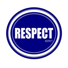 RESPECT white stamp text on blue