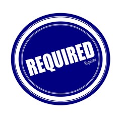 REQUIRED white stamp text on blue