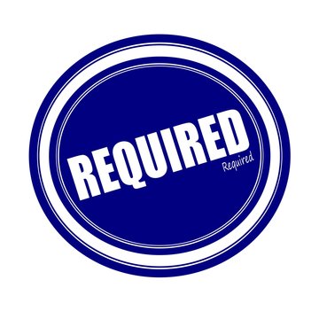 REQUIRED white stamp text on blue