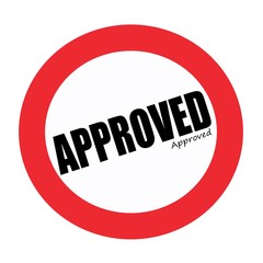approved black stamp text on white