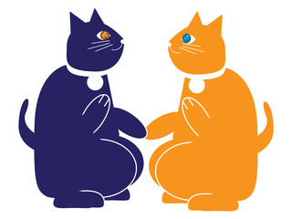 手を取り合う猫