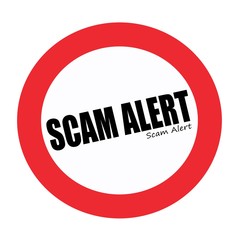 SCAM ALERT black stamp text on white