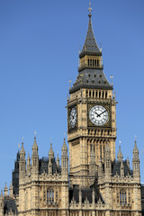 Fototapeta na wymiar Big Ben London clock tower houses of parliament side view photo vertical