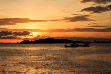 Small Boats Marina at Sunset in the East, Thailand.