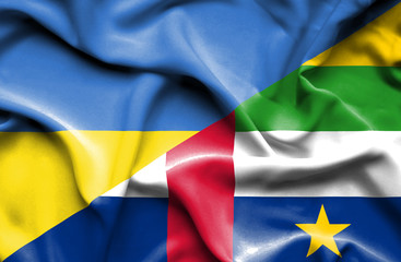 Waving flag of Central African Republic and Ukraine