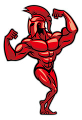 spartan pose and show his big muscle