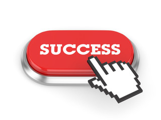 Red success button with cursor on white background