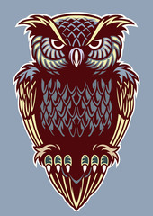 vintage color style of owl bird