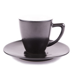 cup of coffee over white background