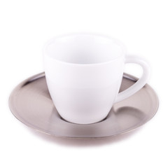 cup of coffee over white background