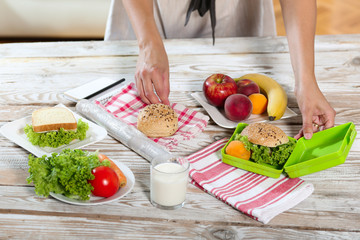 Healthy and tasty lunch box for child, close up