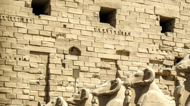 Sphinxes avenue detail at the entrance of the Karnak Templar complex (Luxor, Egypt)