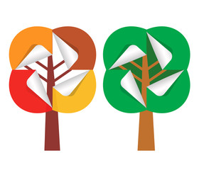 Paper stickers stylized trees