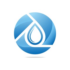 Logo Design Water Drop Shapes Circle Blue Symbol Icon Abstract Vector