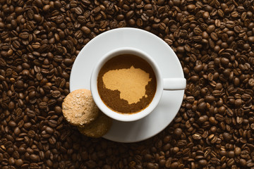 Still life - coffee with map of Lithuania
