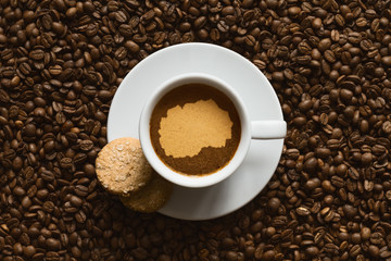 Still life - coffee with map of Macedonia