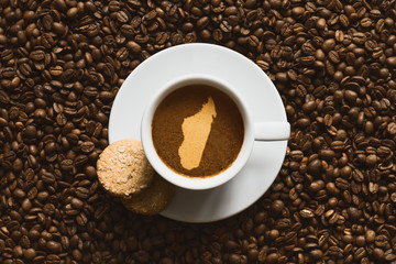 Still life - coffee with map of Madagascar